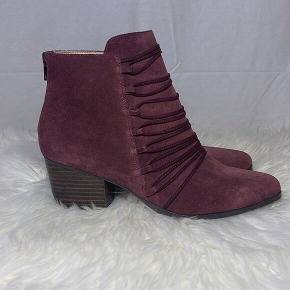 Sole Society Bellevue Bordeaux Corset Ankle Booties Sz 7.5 - Picture 5 of 8